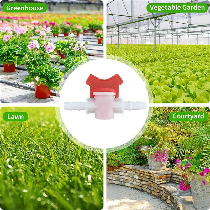 PZHI 30 Pcs Drip Irrigation Switch Valve Barbed Hose ID Ball Valve for Garden Watering System K10-10 Plastic