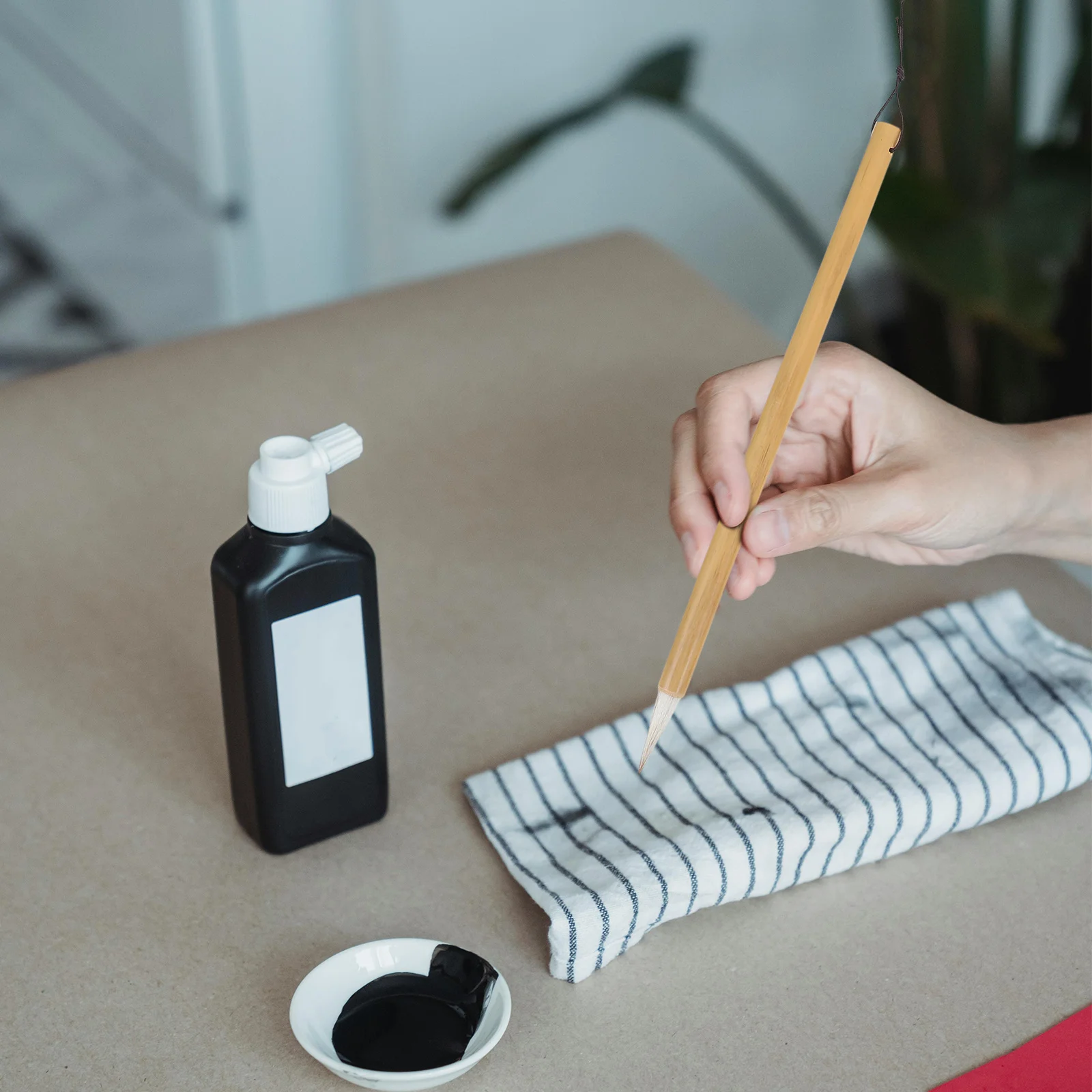 

10Pcs Chinese Calligraphy Brushes Bamboo Handle Beginner Roll-Up Bag for Traditional Ink Watercolor Painting Art