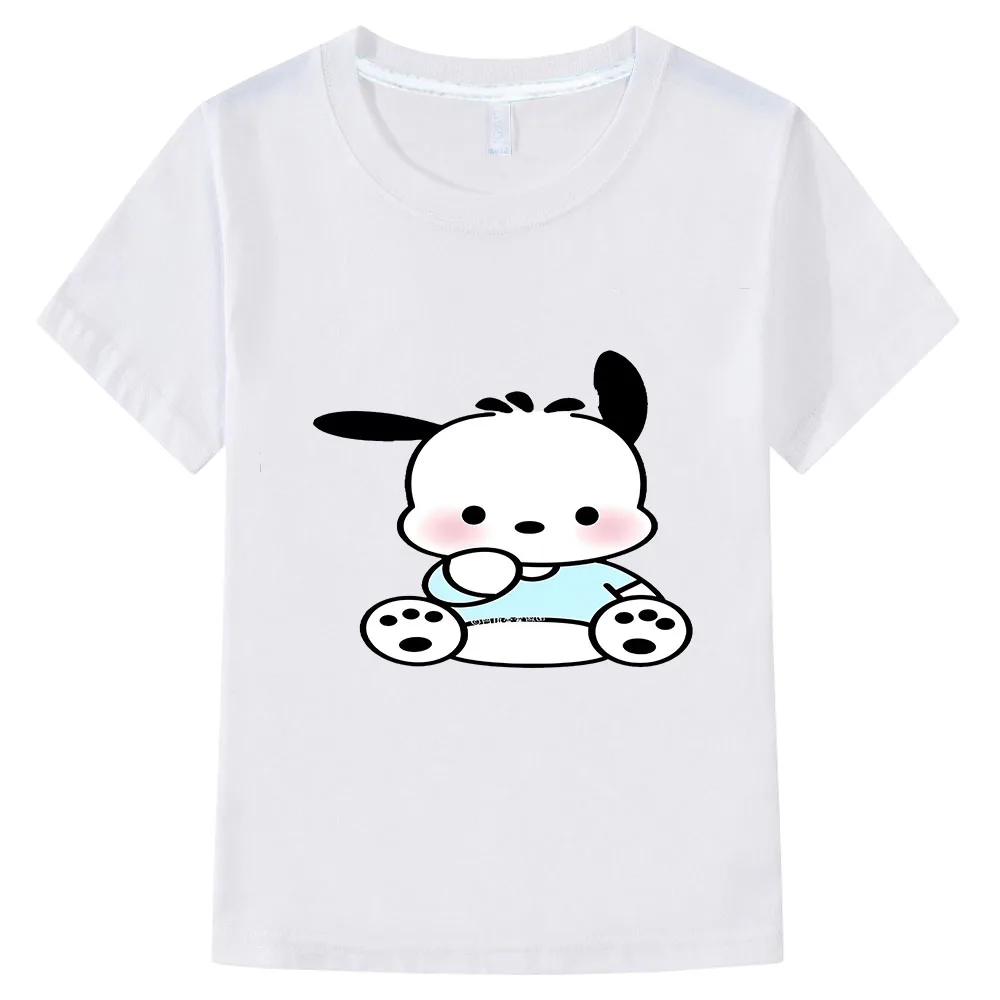 

Cartoon Cinnamoroll Print T-shirt for Girls Aged 3-14 Summer Children's Fashion T-shirt O-neck 100% Cotton Short Sleeve Kawaii