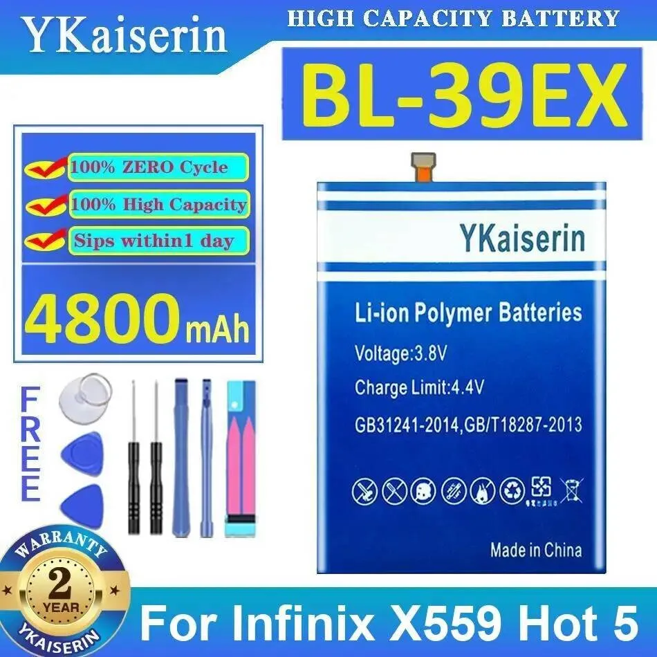 

BL-39EX Прочный аккумулятор для мобильного телефона емкостью 4800 мАч для Infinix X559 Hot 5