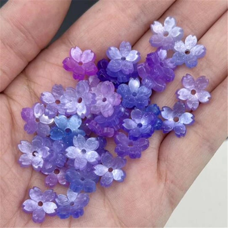 10MM Retro Acetic Acid Sakura Flower Beads Imitate Shell Torus Spacer Beads Connectors Diy Hairpin Jewelry Making Acessories