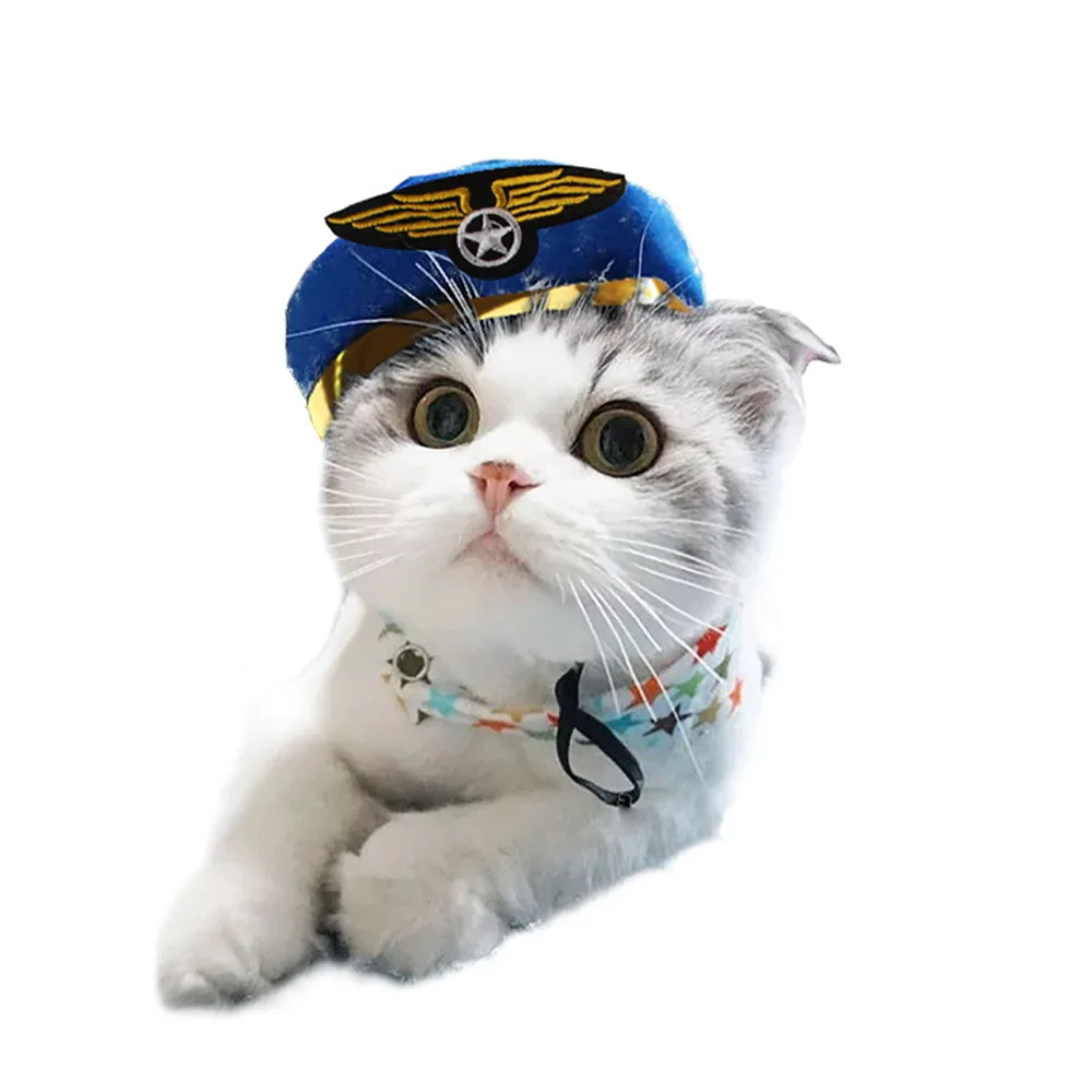 Kitten's Headgear Carnival Christmas  Navy Sailor Captain Erotic Beanie Hairband Kids Party Police Hat Pet Headbuttons Army Cap