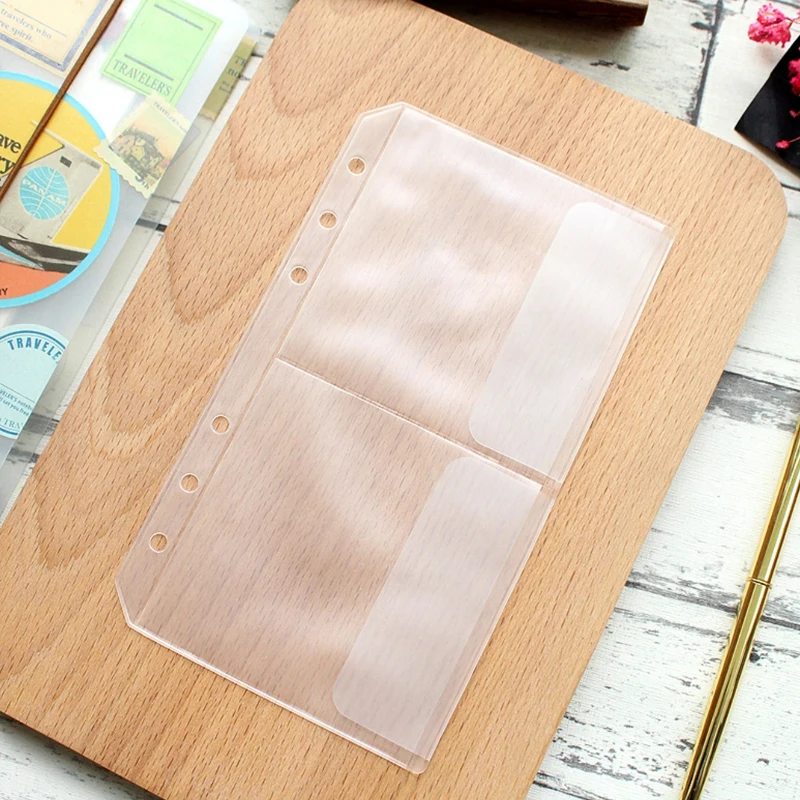 5pcs/Lot A6 Clear Binder Pockets Ring For 6-Ring Notebook Cash Envelopes Budgeting Loose Leaf Bags Filing Planner Insert Sleeves