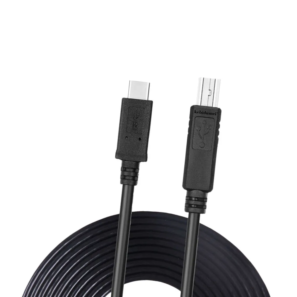 5m Type-C USB 3.0 Printer Cable with Gold-Plated Connectors Compatible with Printer Scanner Mouse Keyboard Black