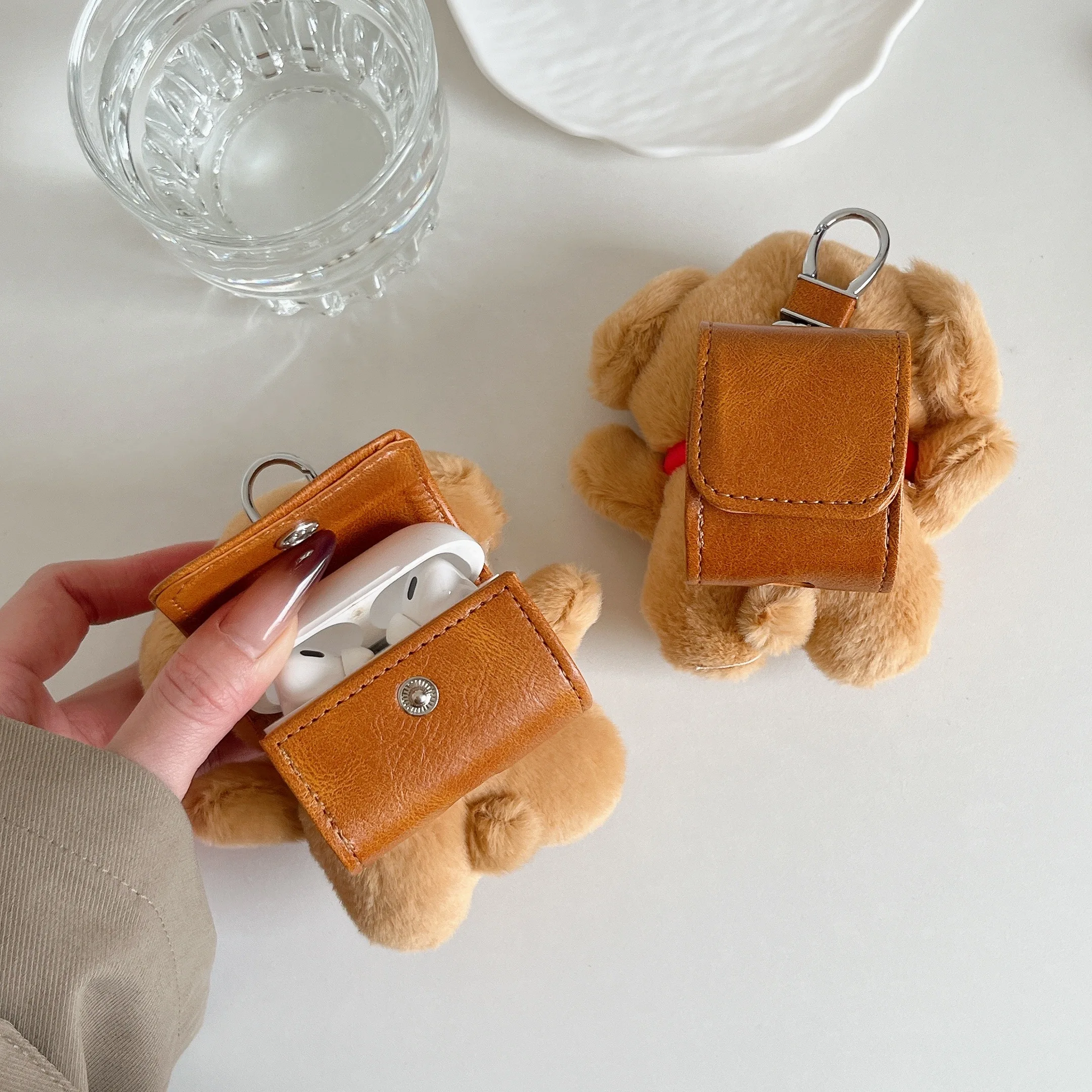 Korea Cute Plush Line Puppy Furry Earphone Case for Airpods Pro 3 1/2 3 4 Pro2 Bluetooth Headphone Charging Box Protective Cover