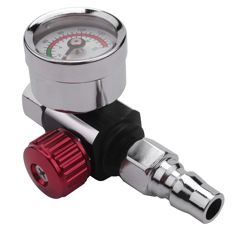 1Pc 1/4 Inch Bsp Mini Air Regulator Valve Tool Durable Small Tail Pressure Gauge 48 X 60Mm With Nozzle For Spray Tool