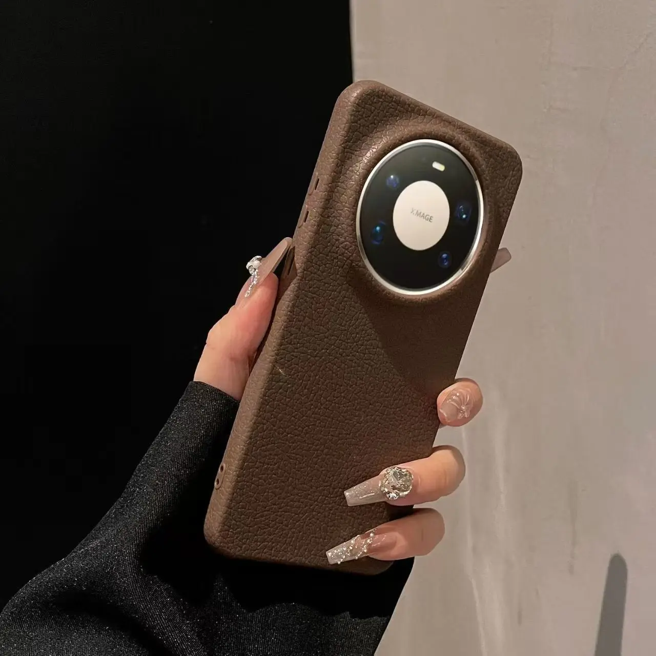 Lichee-Muster, Leder, solide Stoßstangenhülle für Huawei Pura 80 70 Mate 80 70 Air 60 Nova 14 13 12 Pro Max Plus, stoßfeste Abdeckung