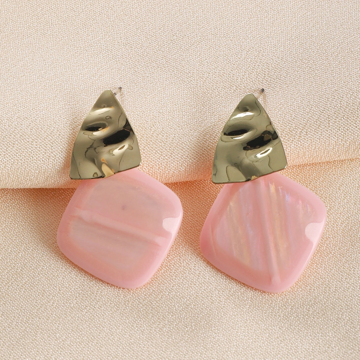 Double Color Rhombus Shape Dangle Earrings for Women Hollow Golden Metal Lattice Drop Earrings Geometry Party Punk Jewelry