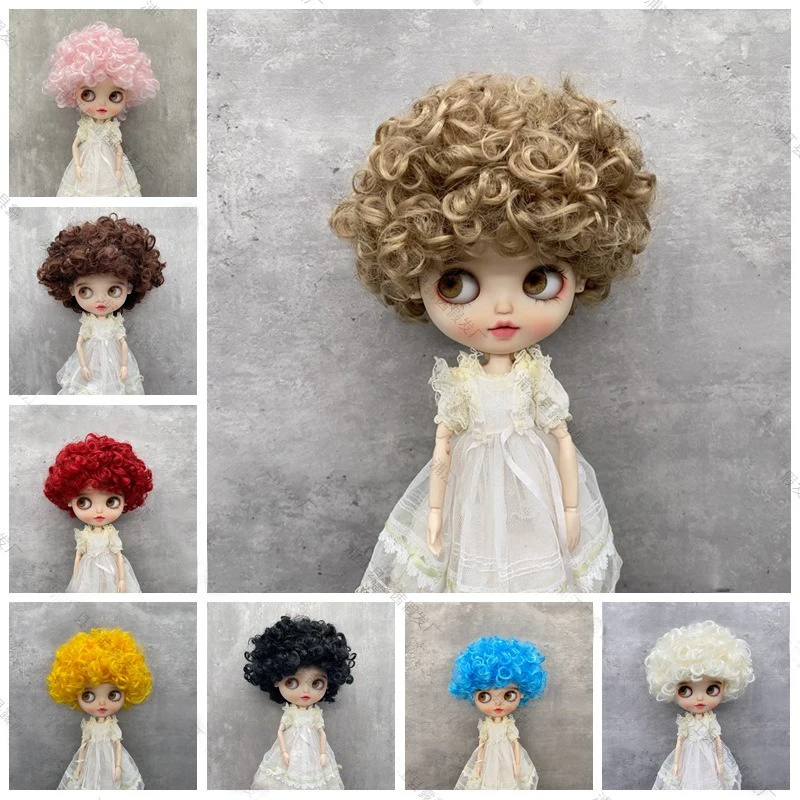 BJD/SD Doll Wig Blythe/Upsetduck Ugly Cute Doll Explosive Head African Curly Short Hair Wig Accessories