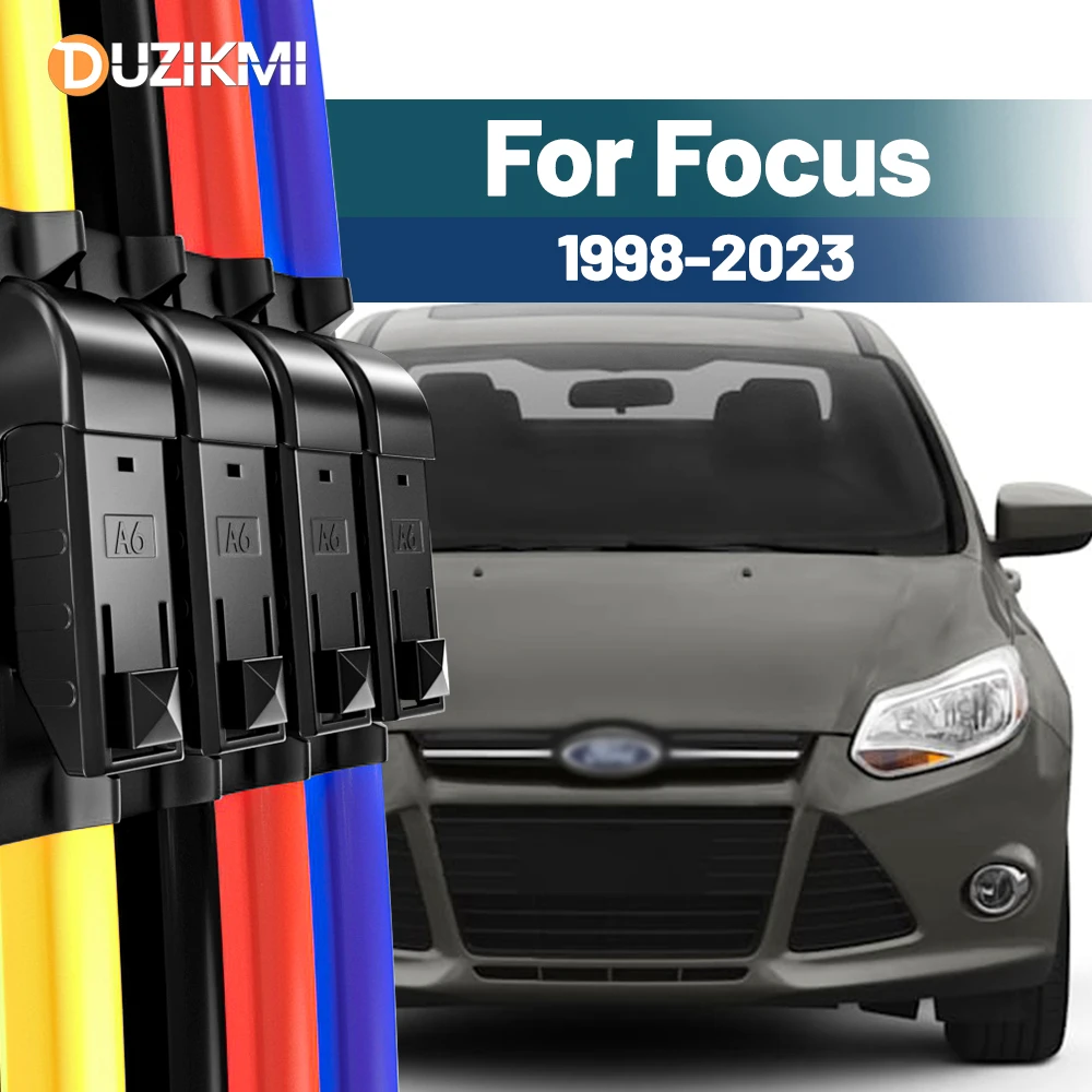 For Ford Focus 2 3 4 MK1 MK2 MK3 MK4 1998-2023 2018 2019 2020 2021 2022 2pcs Front Windshield Windscreen Wiper Blades Red Blue