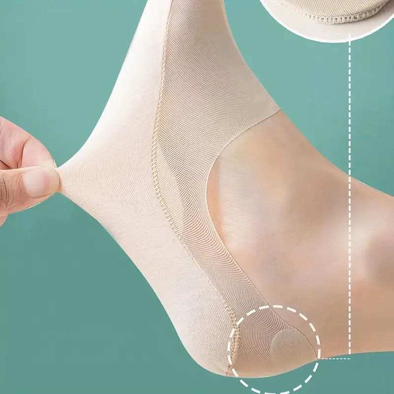 5 أزواج من الجوارب القطنية النسائية الصيفية الرقيقة غير المرئية خفيفة الوزن قابلة للتنفس وغير قابلة للانزلاق بكعب معزز مريحة تناسب الجوارب غير الرسمية