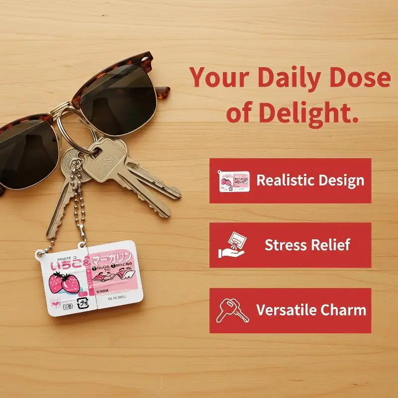 Mini Jam Snap Fidget Toys Realistic Jam Design Non-Toxic Keychain Cute Bag Pendant for School Students Anxiety Relief