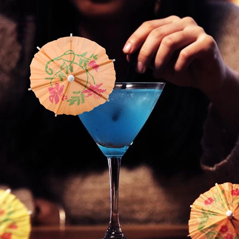 TFTP-144Pcs Color Flower Paper Small Umbrella Sign Fruit Sign Cocktail Sign Bar Supplies Fruit Plate Drink Decoration