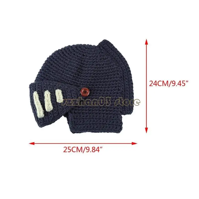 367C Unisexฤดูใบไม้ร่วงโครเชต์ถักโรมันอัศวินหมวกกันน็อกBeanieหมวกสีBarbarian Earflap Skulliesหมวกแบบถอดได้