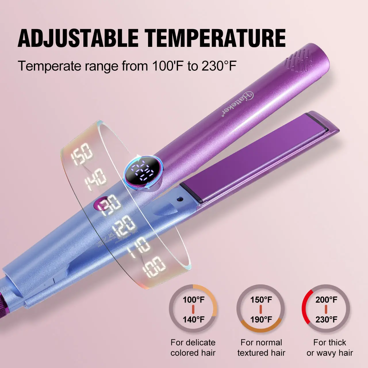 Professional Flat Iron Fast Heating Hair Straightener Brush Mini Styling Machine with LED Display view 4