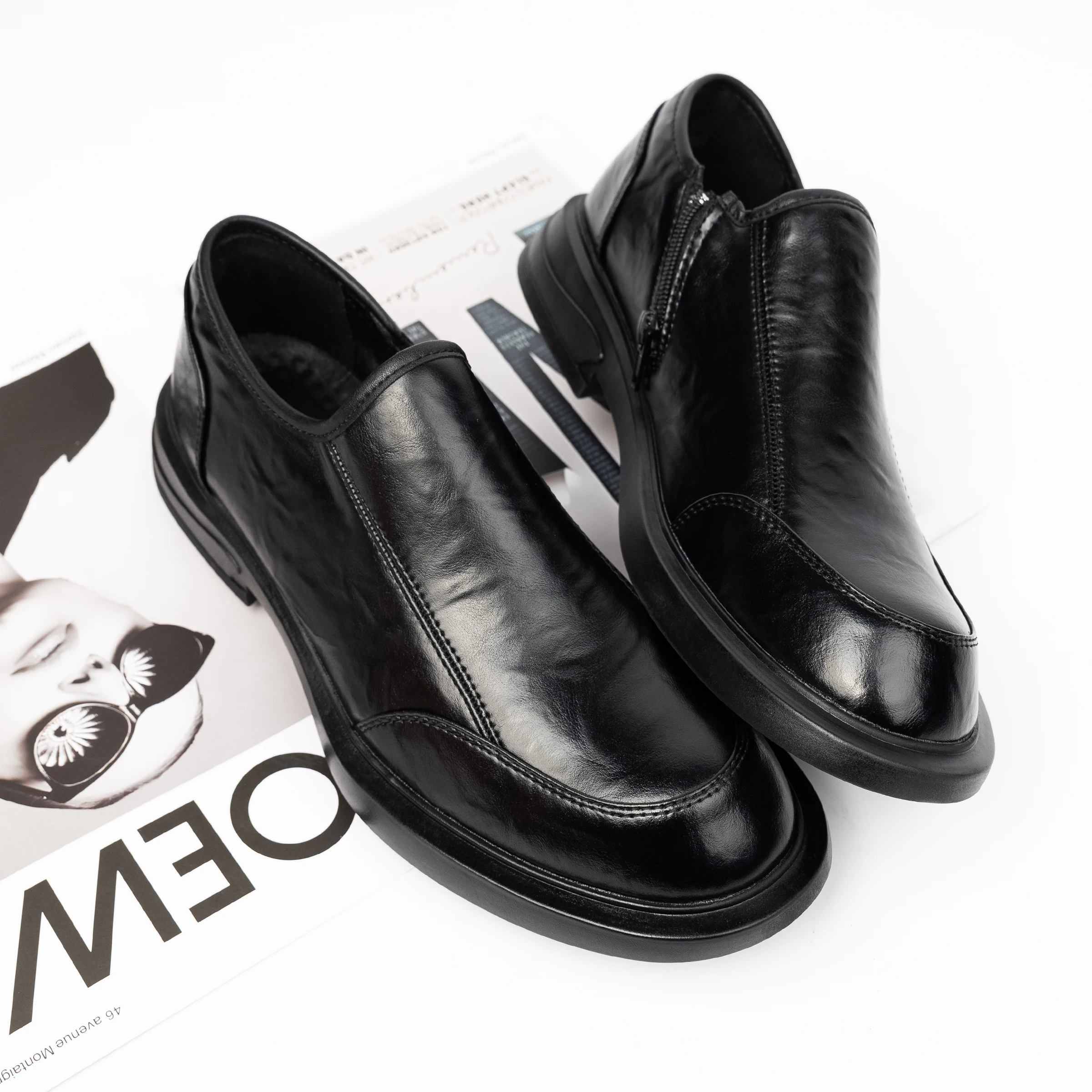 الرجال الشتاء تنفس الجلود الناعمة عارضة oes العصرية Busin الرسمي Bla Briti Sle oes مريحة كعب منخفض المطاط... #3