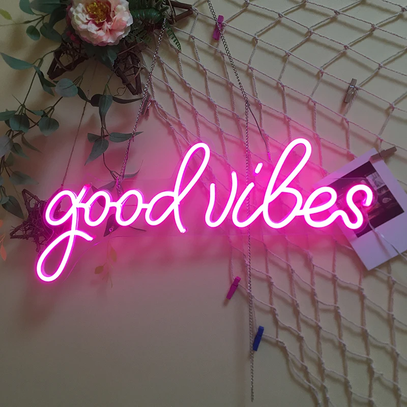 Good Vibes Only Neon Sign Light USB Powered Acrylic Transparent Flex Party Home Decor Led Night Light Neon Sign Lamp for Bar