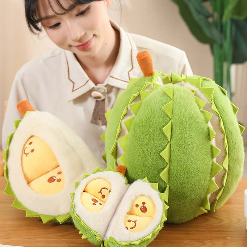 Kids Creative Simulation Detachable Durian Plush Toy Fun Tearable Peeling Durian Plush Pillow Fidget Toy Boys Girl Birthday Gift