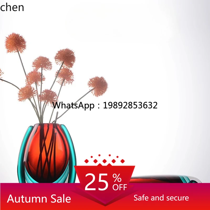 

light luxury high-end glazed vase, dining table entrance glass art flower ware