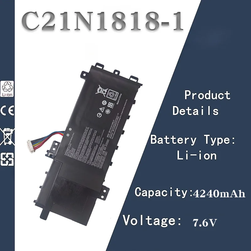 

ASUS X412FA V4000F Replacement Battery 7.6V 4240mAh Compatible with C21N1818-1 C21N1818-3 X412FJ V4000D Notebook