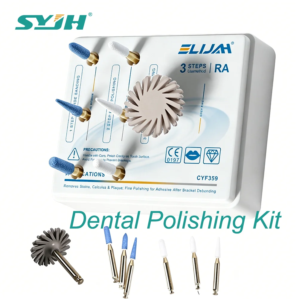 SYJH Dental 7Pcs/Box Diamond Polishing Kit Autoclavable For Tooth Whitening Cleaning Sanding Dentistry Polishers Equipment Tools