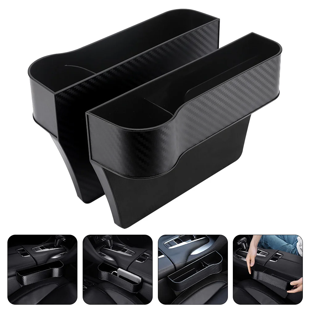 

2 Pcs Vehicle-mounted Storage Box Car Seat Gap Filler with Cup Holder Organizer Front between