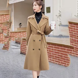 Cappotto di lana a doppia faccia da donna di fascia alta autunno inverno nuovi Trench Casual cappotti di lana lunghi femminili cappotto Parker di moda