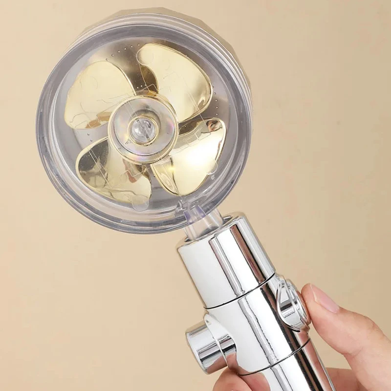 Turbo Propeller High-Pressure Water-Saving Shower Head with Fan Filter Adjustable Rainfall Flow Bathroom Shower Accessory