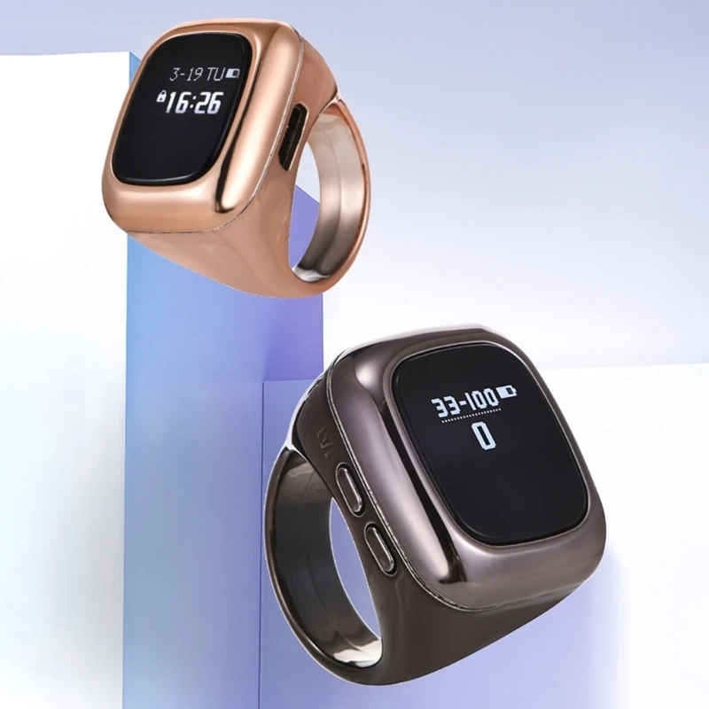 Tally Counter Finger Ring เครื่องเตือนเวลาดิจิตอล หน้าจอแสดงผล OLED 25UB