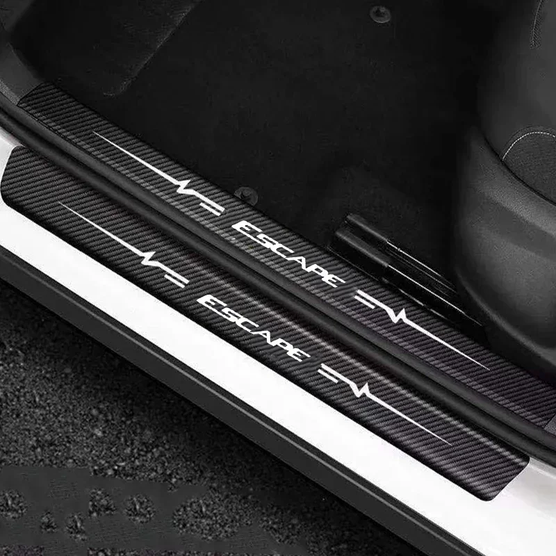 Carbon Fiber Car Front Rear Door Threshold Anti Scratch Stickers for Ford Escape Trunk Tailgate Sill Decals Strip Accessories