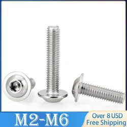 50pc M2 M2.5 M3 M4 M5 M6 ISO7380.2 304 Stainless Steel Hex Hexagon Socket Round Button Flange Head With Washer Collar Screw Bolt