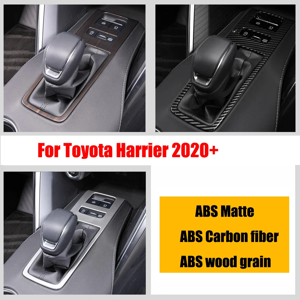 

For Toyota Harrier 2020 2021 ABS Wood carbon matte Car gear shift knob frame panel Decor Cover Trim Interior Accessories LHD