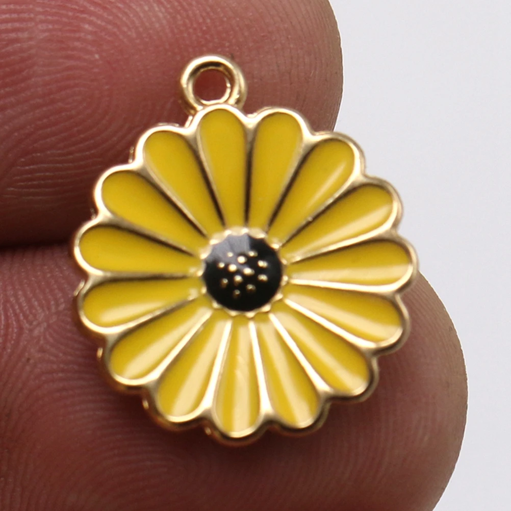 

10pcs Sunflower Alloy Charms Pink Earrings Pendant for Necklace DIY Jewelry Making Accessories Fashion Pendants Charm Set