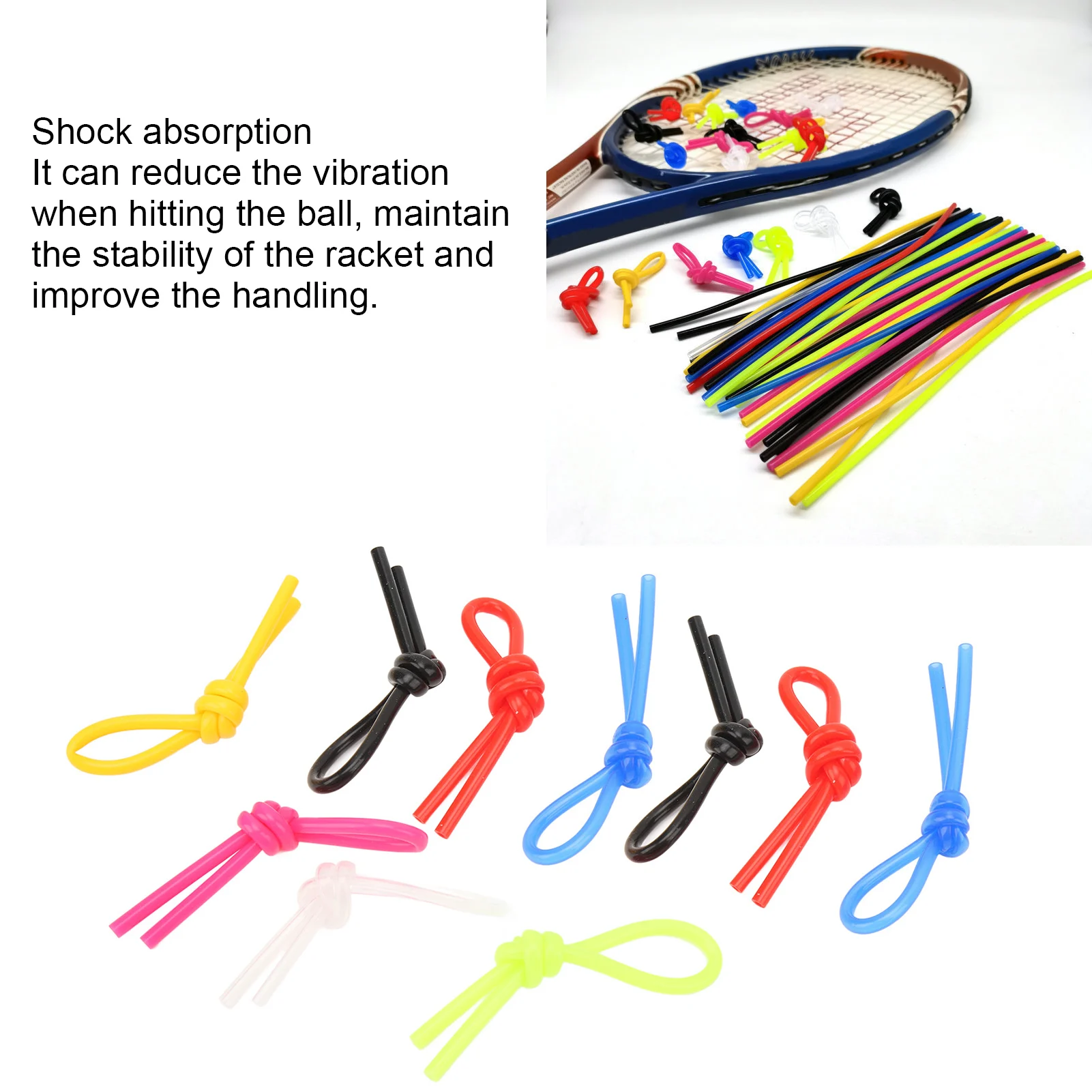 مُثبط اهتزاز من السيليكون للتنس ، عقدة مثبط ، ممتص صدمات لمضرب الاسكواش ، 10 وحده