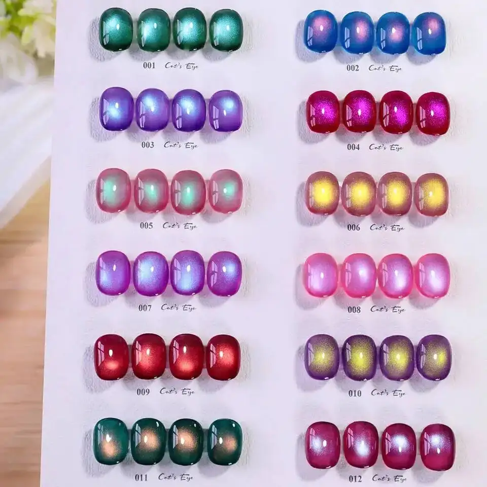 Set de esmalte de uñas de gel ojo de gato sin TPO, con exhibidor, laca de gel magnética semipermanente UV LED para arte de uñas 5