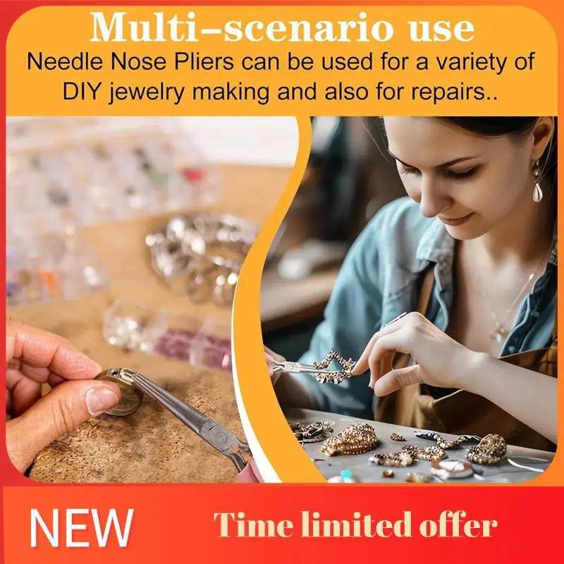 ABHU 2パックニードルノーズプライヤー、6インチロングノーズプライヤーフラットノーズジュエリープライヤー小型ノーズプライヤーツールワイヤーベンディングプライヤー