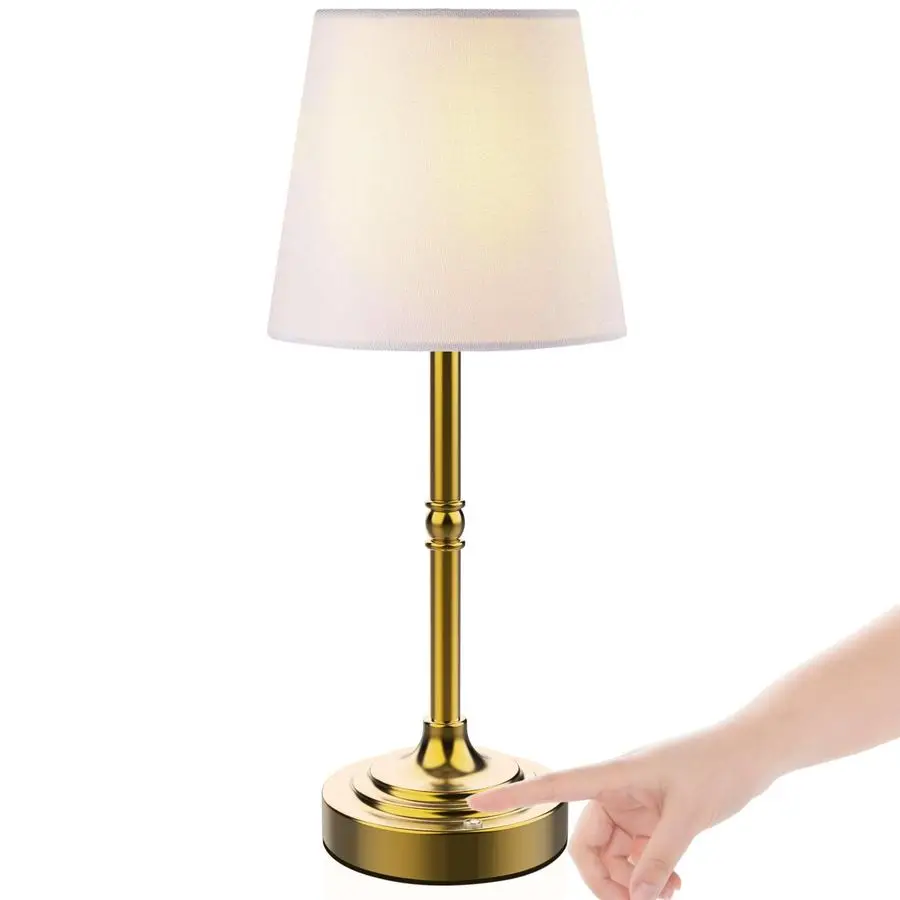 

Battery Powered Table Lamp, Wireless LED Lamps, Cordless Touch Lamps, Stepless Dimmable Bedside Lamps, Night Lamp for Bedroom, D