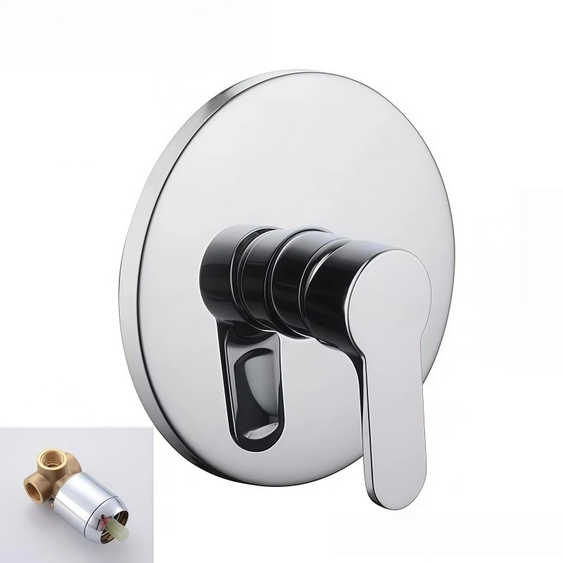 All-Copper Concealed Three-Way Wall-Mounted Shower Faucet, Pre-Embedded Cold and Hot Water Mixing Valve for Shower, Bath