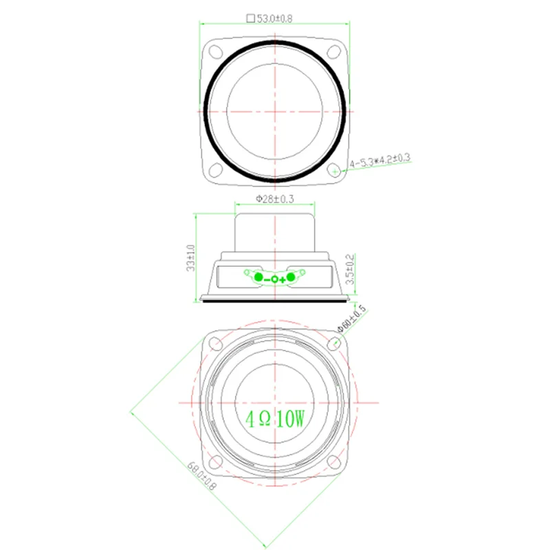 Audio-Lautsprecher 4Ω 10w 53mm 2 Zoll Multimedia-Lautsprecher Lautsprecher DIY-Sound-Lautsprecher mit Befestigungs loch Theater