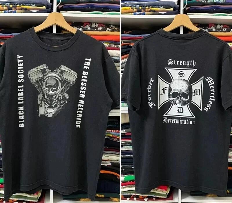 

Summer Society Band The Blessed Hellride 2 Side Black Unisex European American Y2k Cotton Alphabet Pattern