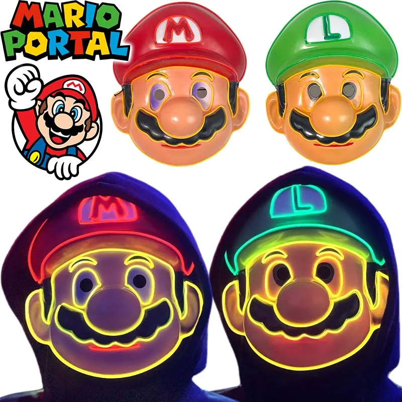 

Супер Марио Луиджи светодиодный светильник маска вечерние осветительные приборы реквизит для косплея мультяшный костюм вечерние реквизит для выступления на сцене подарки для детей