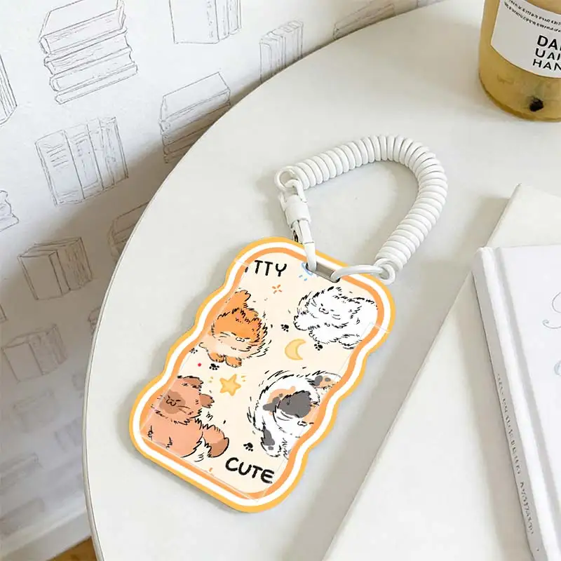 Card Protective Case for Stretchable Spring Cord Kpop Photocard Holder Photo Protector Student Bus/Meal Card Protection Case