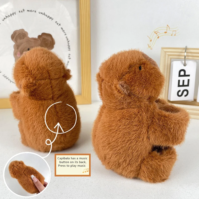 Cute Capybara Clap Circle Toys Cartoon Slap Snap Wrap Wristband Bracelet Sing Shine Capybara Plush Hand Ring Kids Birthday Gift