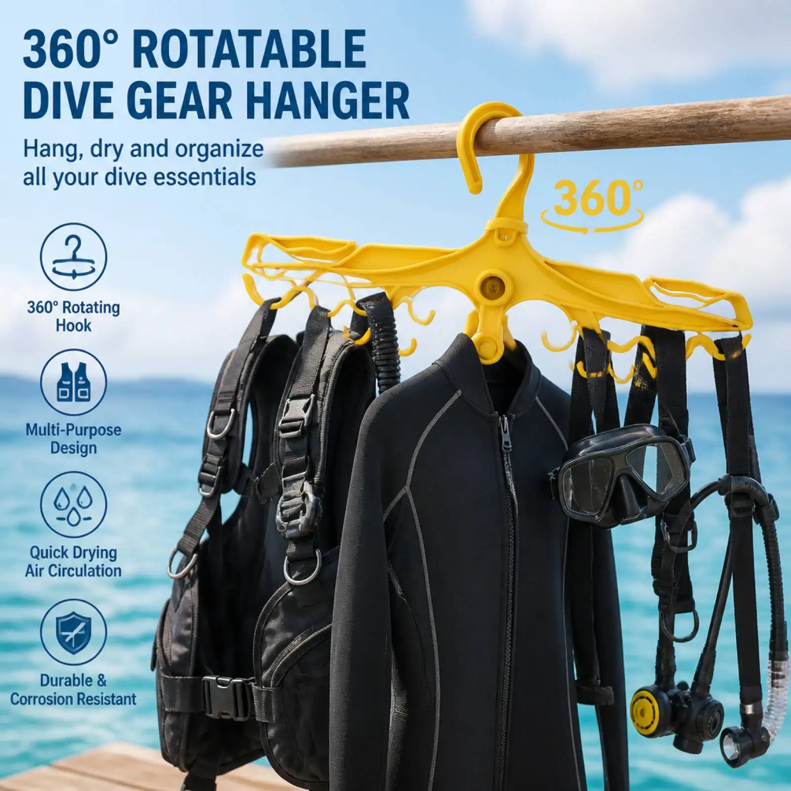 BCD Hanger 360-Degree Rotating Hook Diving Gear Hanger Diving Accessory