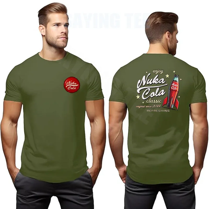 Nuka Cola Unisex-T-Shirt aus weicher Baumwolle, Videospiel-Zap-That-Thirst-Vintage-T-Shirt, roter Text, Nuka Cola-Kreis-Grafik, Persönlichkeits-Outfit – Detail 12