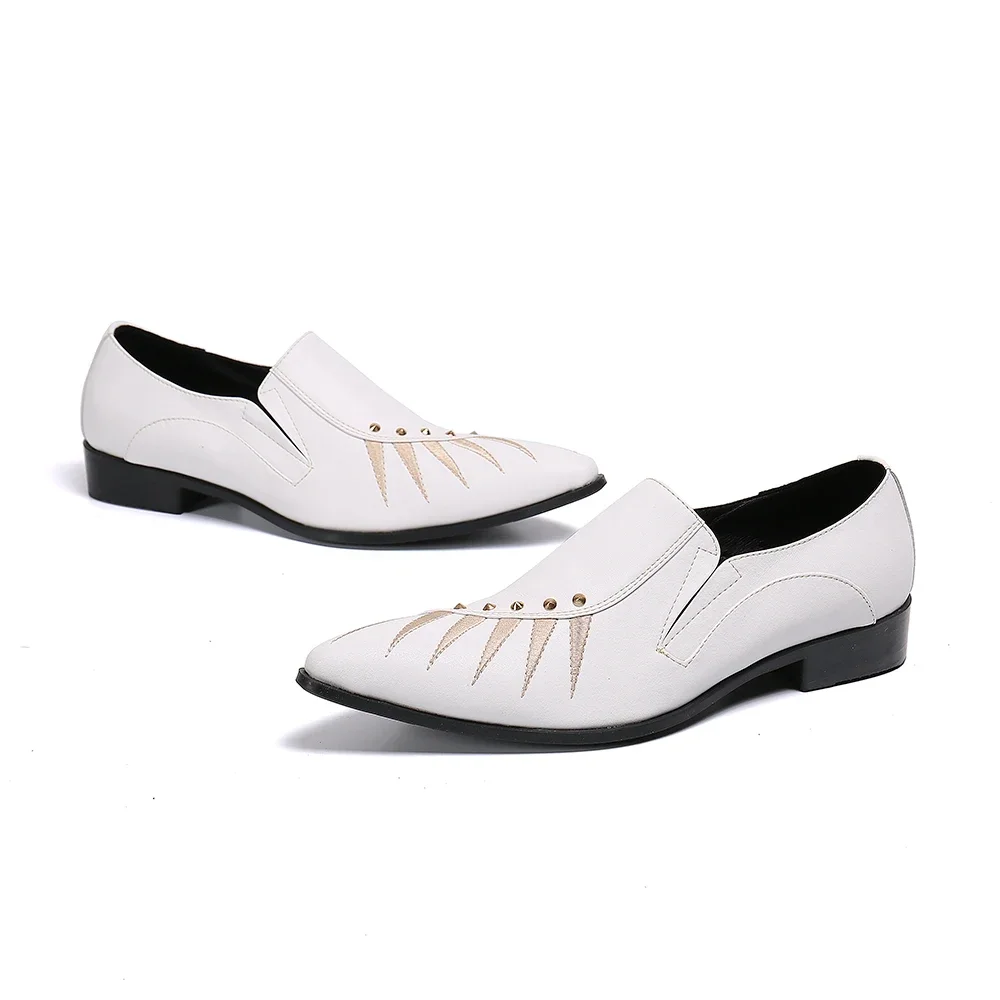 Christia Bella British White Real Leather Men Shoes Wedding Party Formal Leather Shoes Pointed Toe Business Shoes Male Footwear