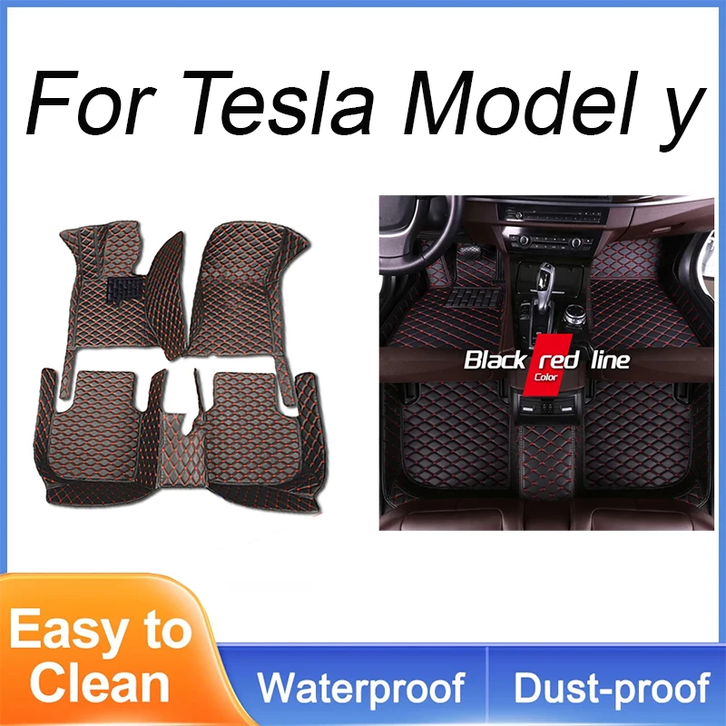 

Customized Artificial Leather Car Floor Mat For Tesla Model y 2022 2023 Protect Your Vehicle's Interior Accessory
