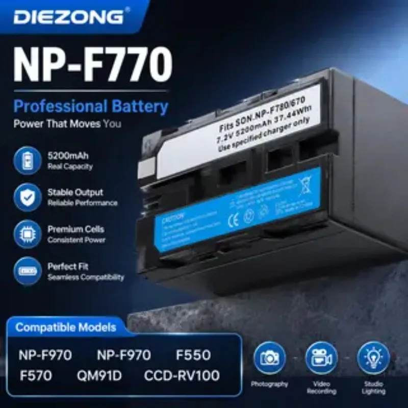 In Stock 5200MAH Persistent Standby NP-F770 NP-F750 NP F750 NPF770 Battery for Sony NP F970 F960 F550 F570 QM91D CCD-RV100