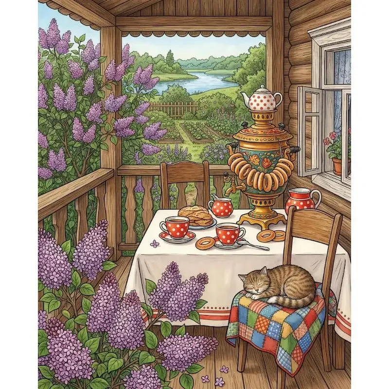 Paint By Numbers Home Decor Gift Pictures By Numbers Courtyard Scenery Easy Paint Wall Art Picture On Numbers