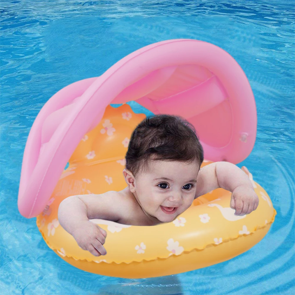 

Baby Mermaid Swim Ring Swimming Rings Floaties with Sun Protection Canopy Swim Float Tube Inflatable Pool Floats for Pool Beach